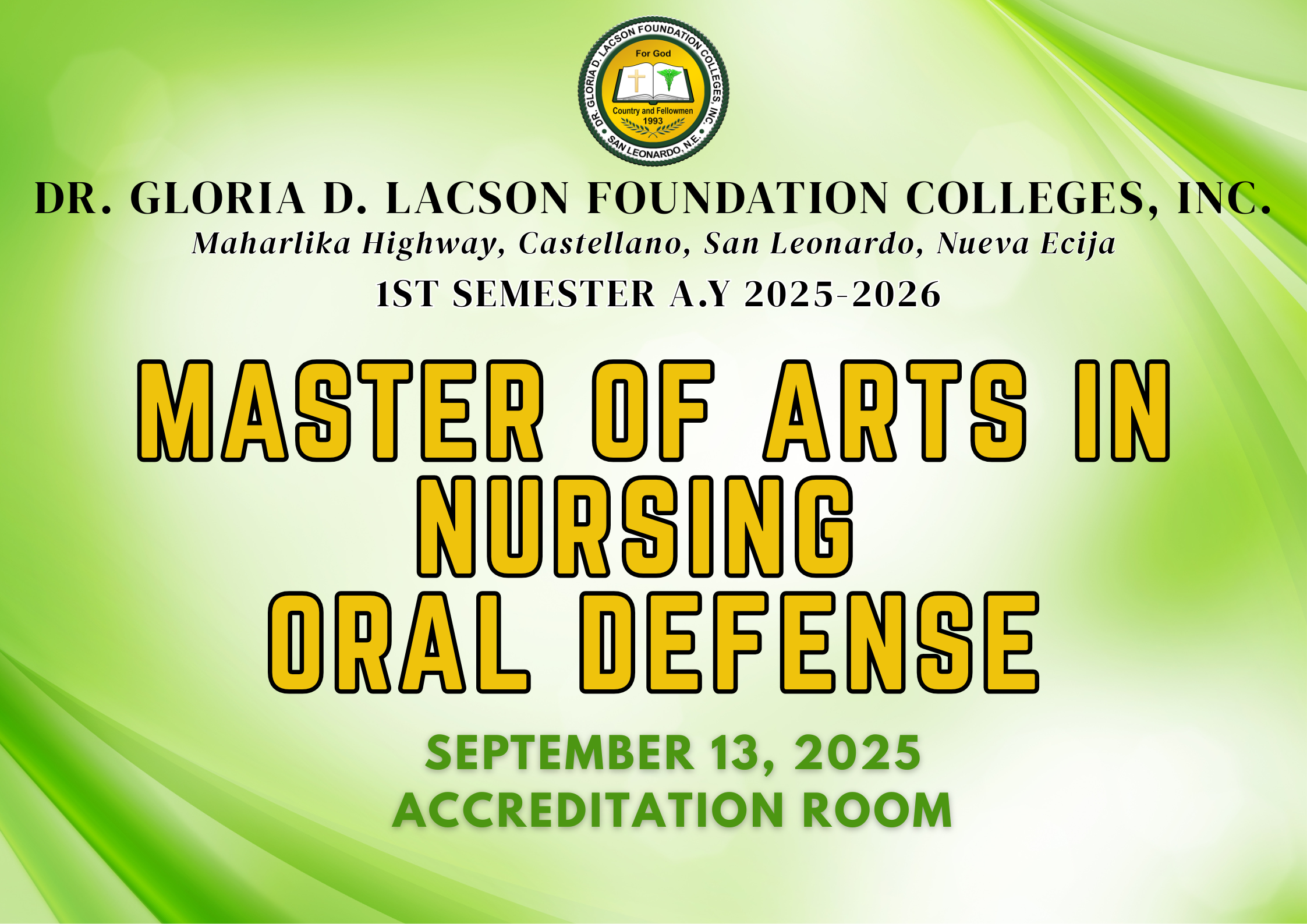 MASTER OR ARTS IN NURSING ORAL DEFENSE (1ST SEMESTER 2025-2026 | 2ND SET)