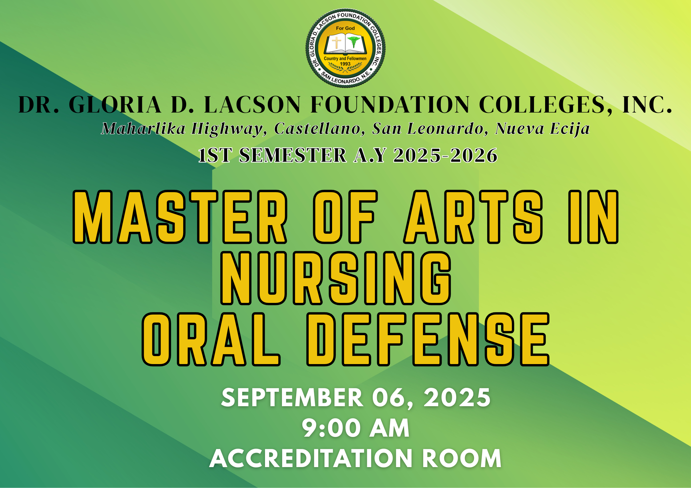 MASTER OF ARTS IN NURSING ORAL DEFENSE (1ST SEMESTER 2025-2026)