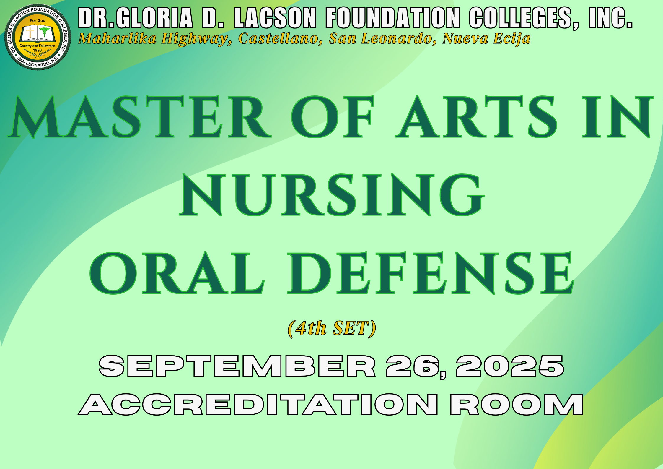 MASTER OR ARTS IN NURSING ORAL DEFENSE (1ST SEMESTER 2025-2026 | 4th  SET)