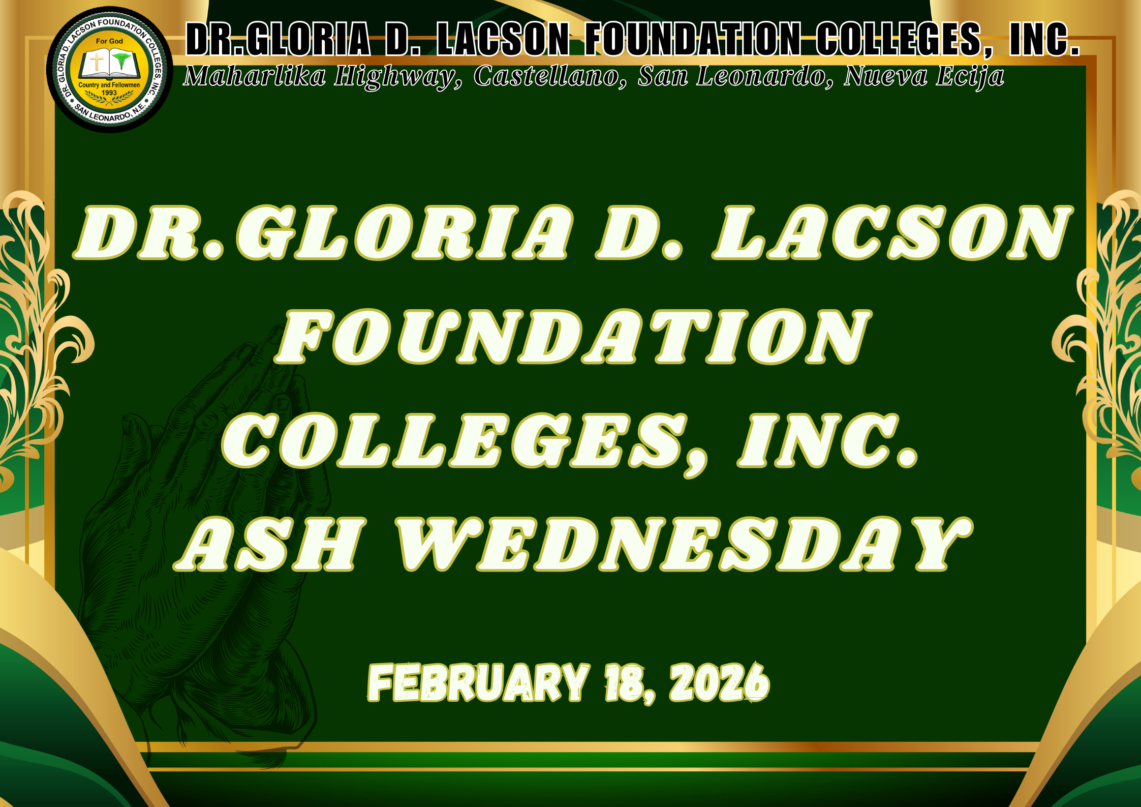 <strong>IN PHOTOS | ASH WEDNESDAY AT DR. GLORIA D. LACSON FOUNDATION COLLEGES, INC. (FEBRUARY 18, 2026)</strong>