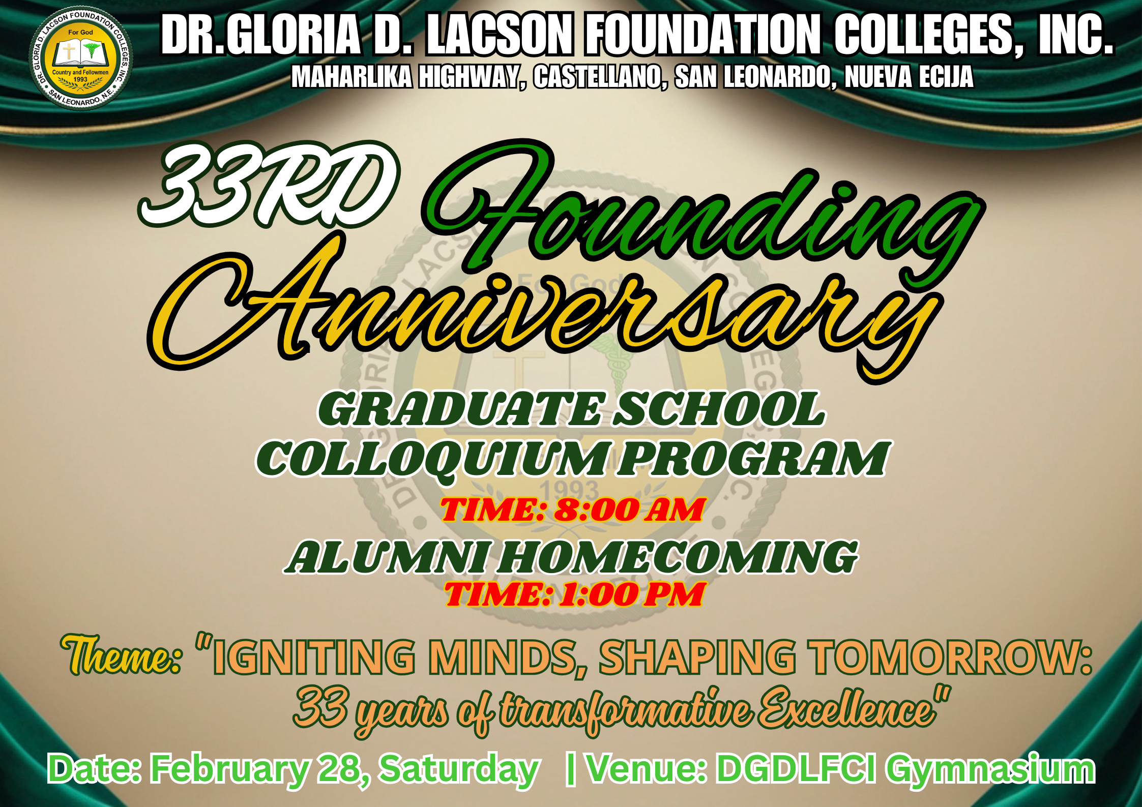 <strong>IN PHOTOS| 33<sup>RD</sup> FOUNDING ANNIVERSARY OF DR. GLORIA D. LACSON FOUNDATION COLLEGES, INC. (DAY 4) FEBRUARY 28, 2026</strong>