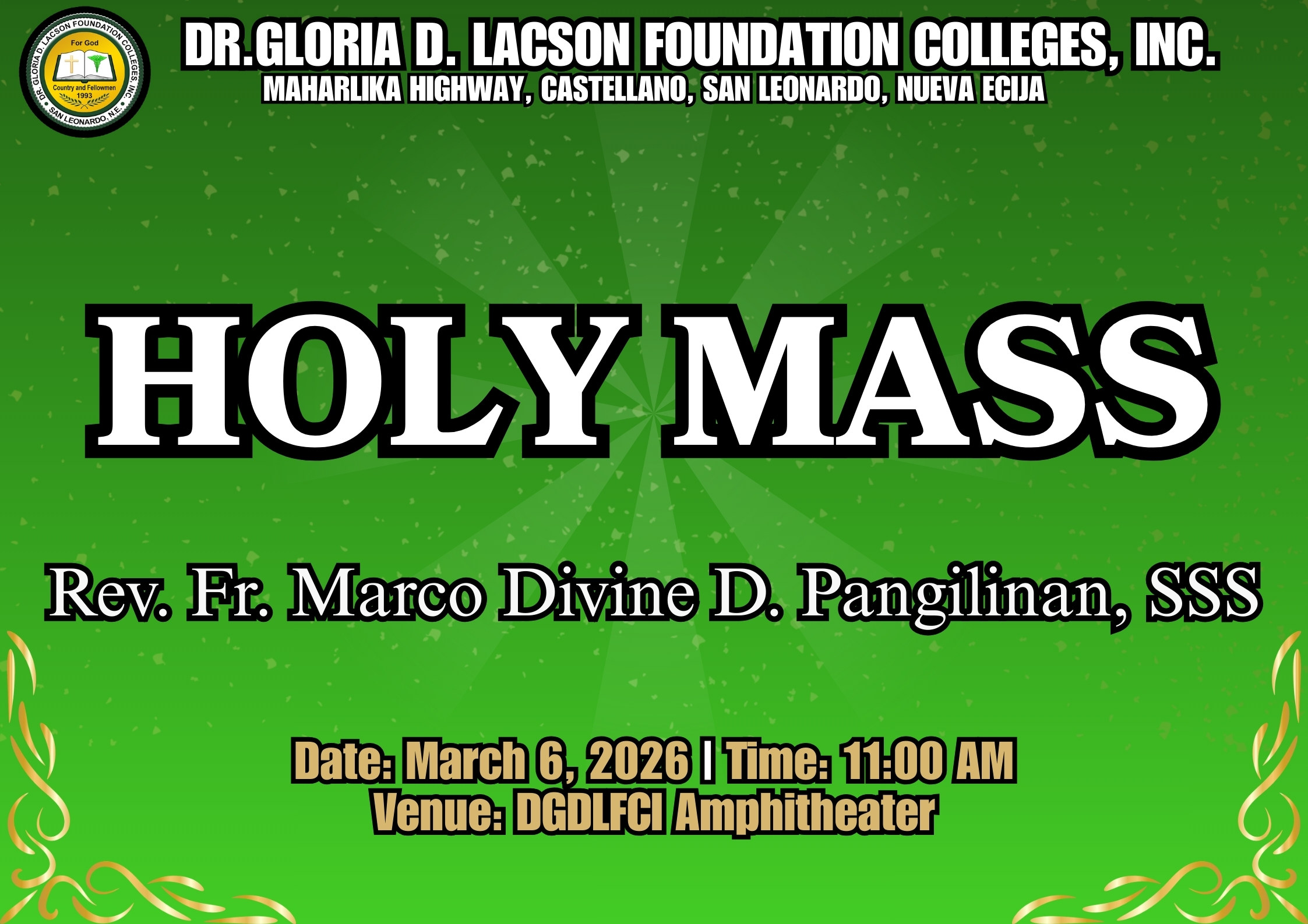 <strong>IN PHOTOS | HOLY MASS AT DR. GLORIA D. LACSON FOUNDATION COLLEGES, INC. (March 06, 2026)</strong>