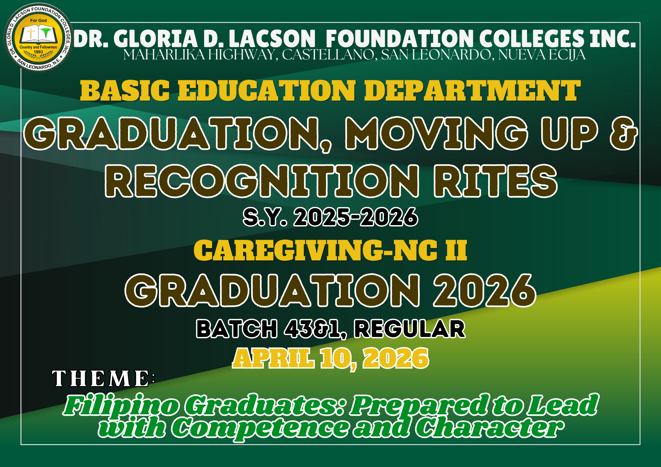 <strong>IN PHOTOS| GRADUATION, MOVING-UP & RECOGNITION RITES OF BASIC EDUCATION DEPARTMENT AND CAREGIVING-NC II (APRIL 10,2025)</strong>