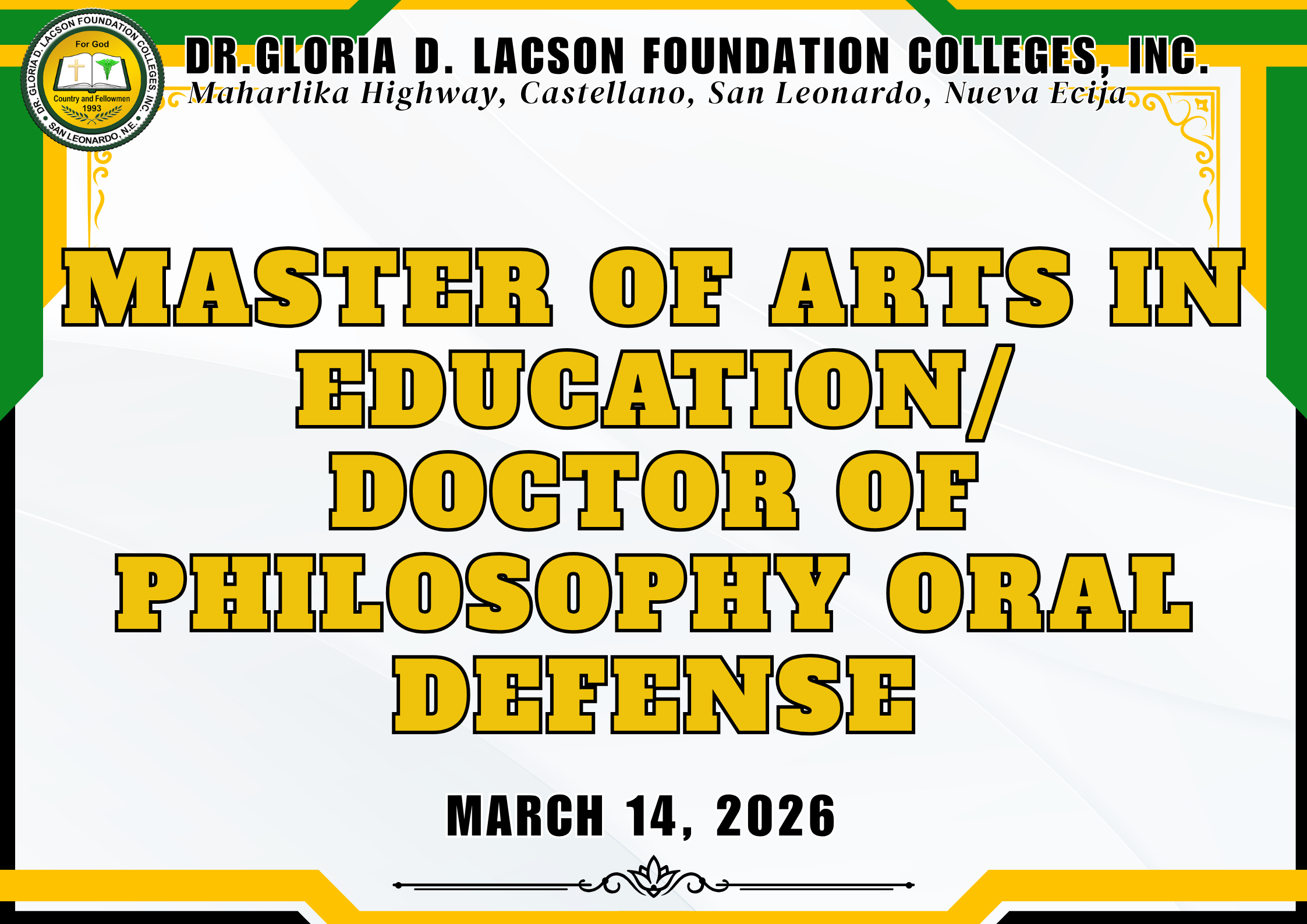 <strong>IN PHOTOS | MASTER OF ARTS IN EDUCATION/ DOCTOR OF PHILOSOPHY ORAL DEFENSE (March 14 and 15, 2026)</strong>