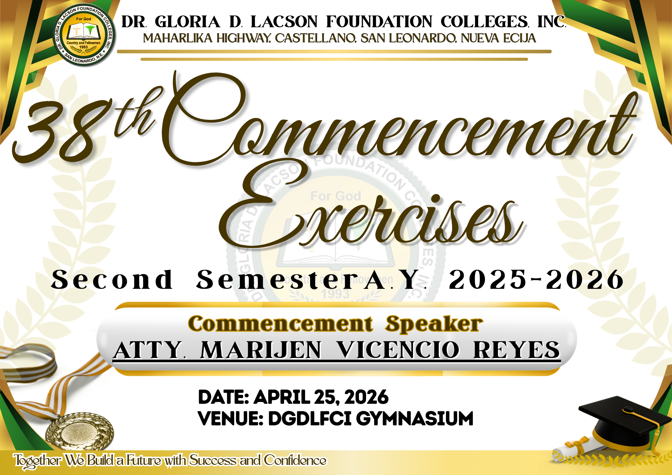 <strong>IN PHOTOS| 38<sup>TH</sup> COMMENCEMENT EXERCISES OF <em>COLLEGE DEPARTMENT</em> (SECOND SEMESTER A.Y. 2025-2026) APRIL 25, 2026 | DGDLFCI GYMNASIUM</strong>