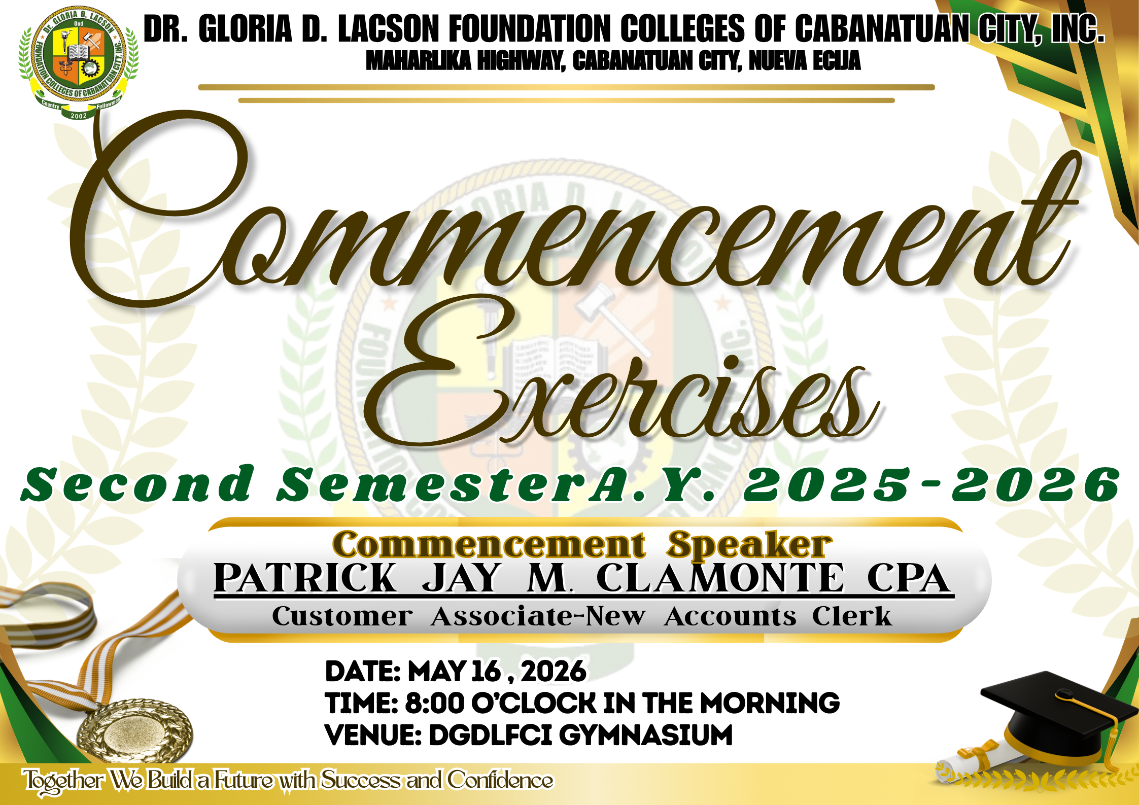 <strong>IN PHOTOS | MORNING BATCH COMMENCEMENT EXERCISES OF THE COLLEGE DEPARTMENT</strong><strong> </strong><strong>(SECOND SEMESTER A.Y. 2025–2026) </strong><strong>🎓✨</strong><strong></strong>