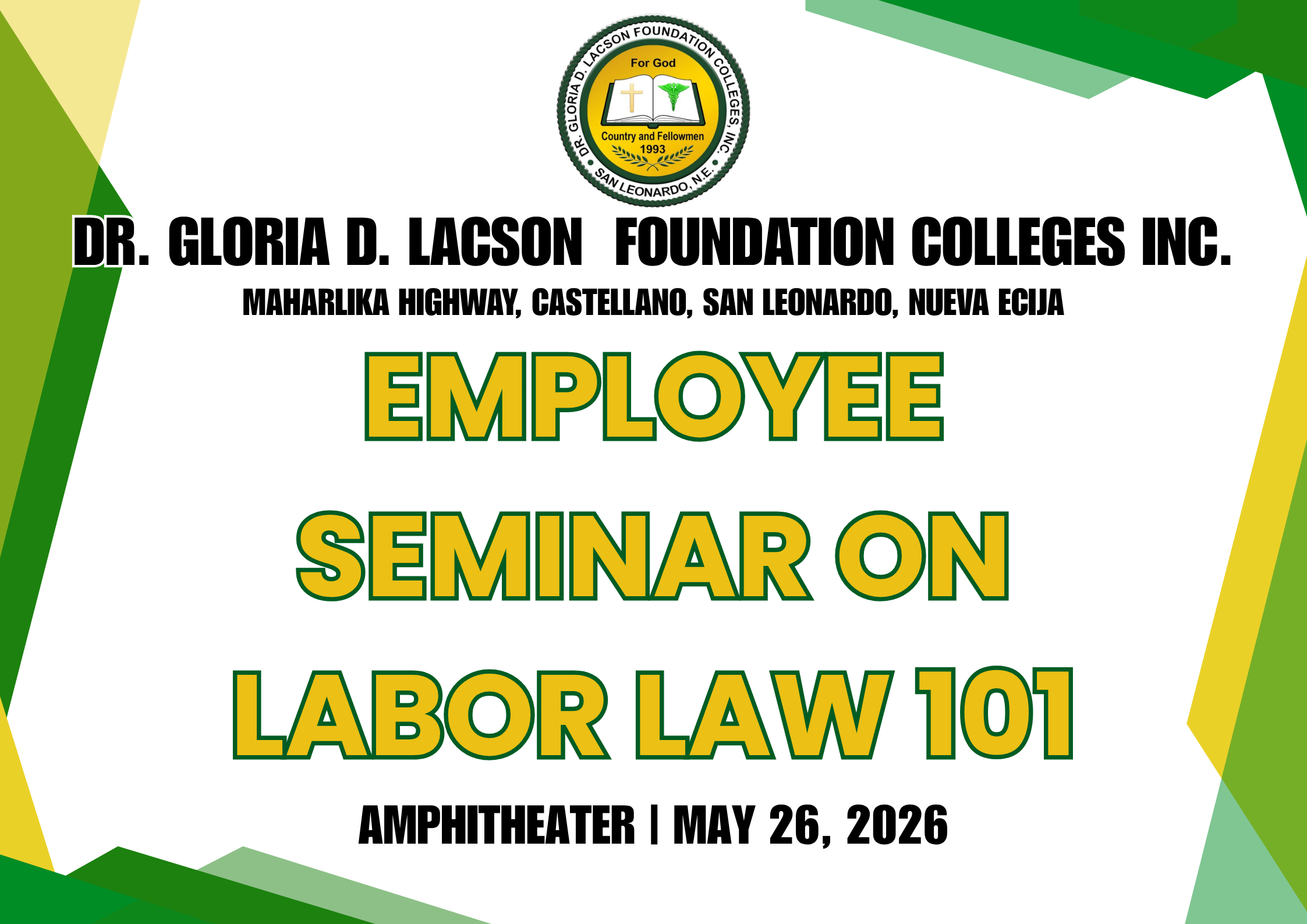 <strong>IN PHOTOS | EMPLOYEE SEMINAR ON LABOR LAW 101 (ALL EMPLOYEES OF DR. GLORIA D. LACSON FOUNDATION COLLEGES, INC.)</strong>