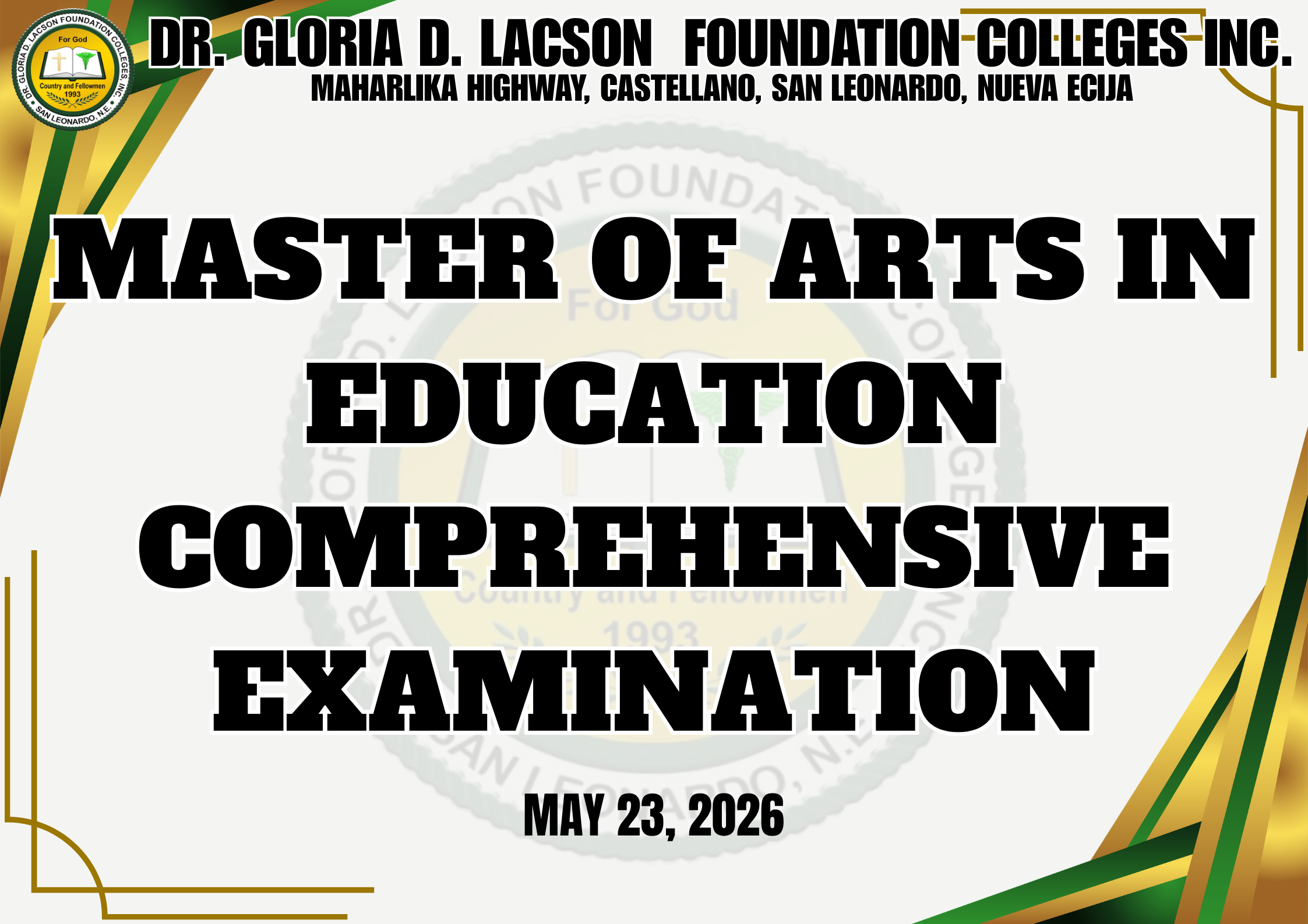 <strong>IN PHOTOS| </strong><strong>Master of Arts in Education Comprehensive Examination (May 23 and May 30, 2026)</strong>