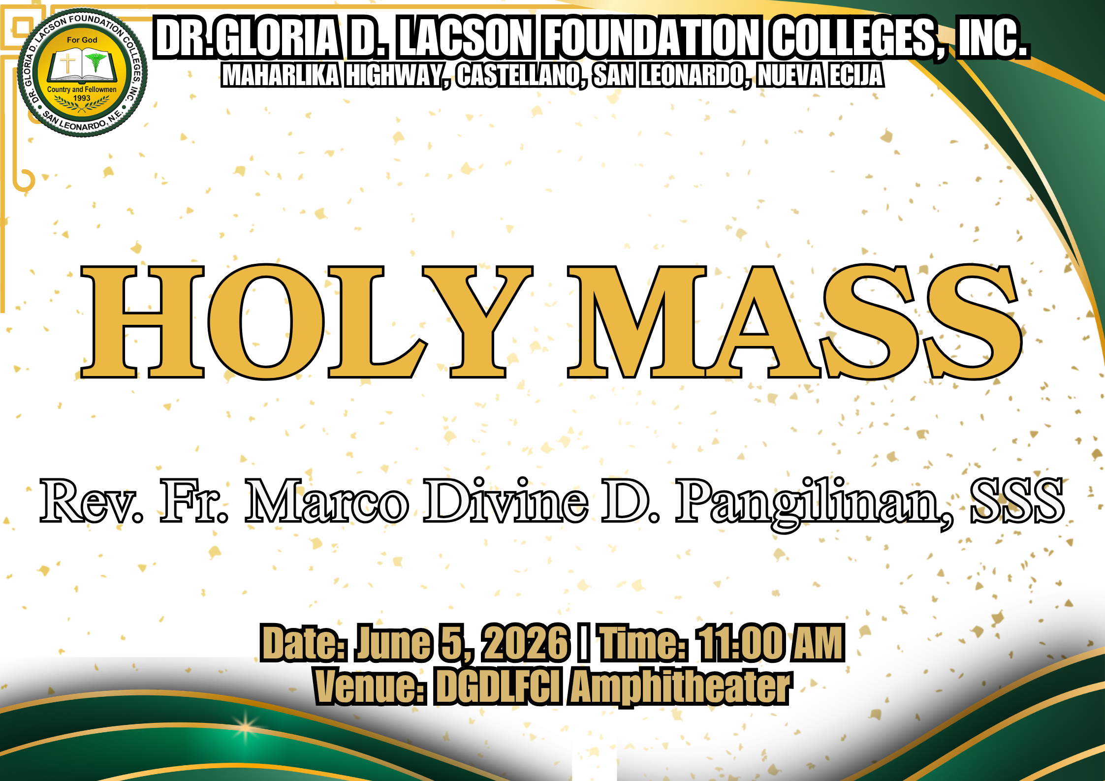 <strong>📸</strong><strong> | HOLY MASS AT DR. GLORIA D. LACSON FOUNDATION COLLEGES, INC. (June 5, 2026)</strong>